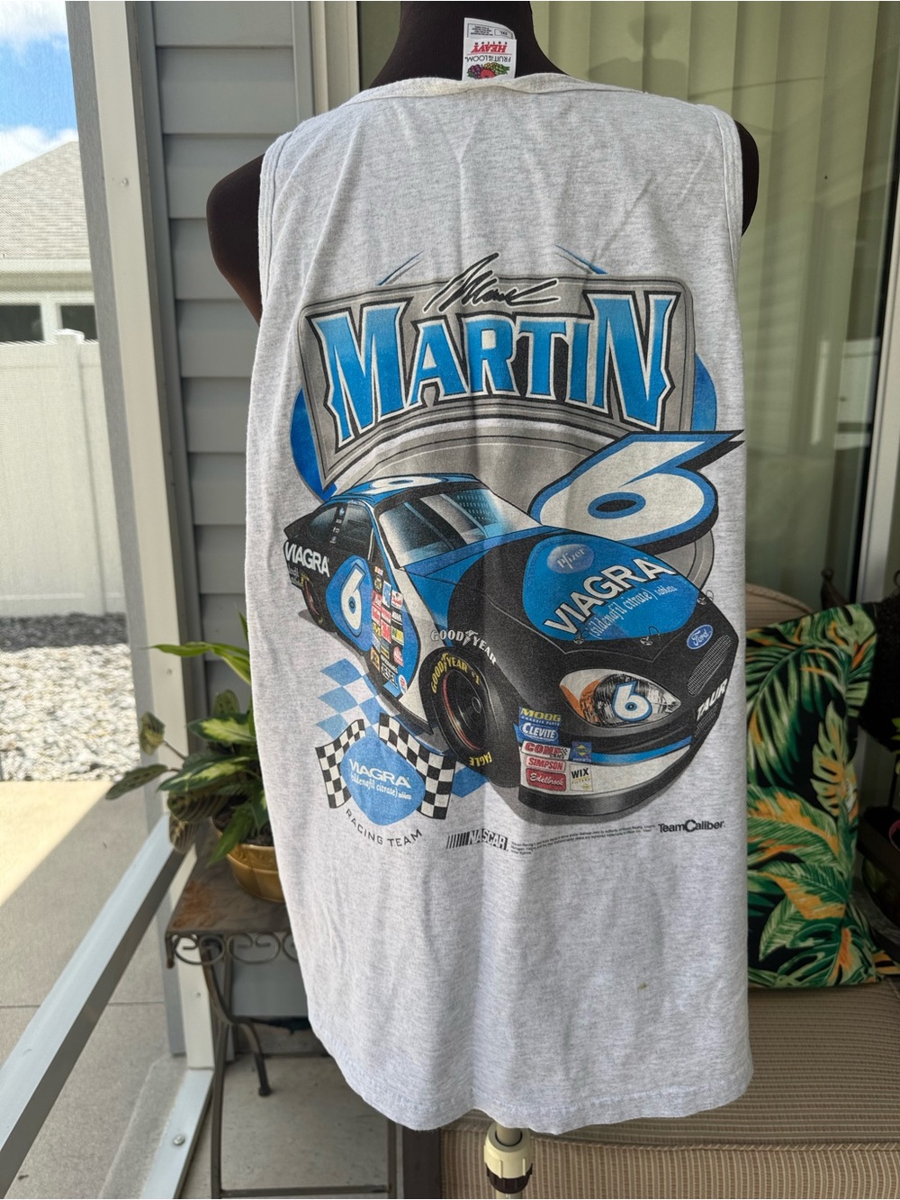 Vintage Mark Martin V Racing Team #6 Mens 2XL Gray Nascar Tank Top Muscle